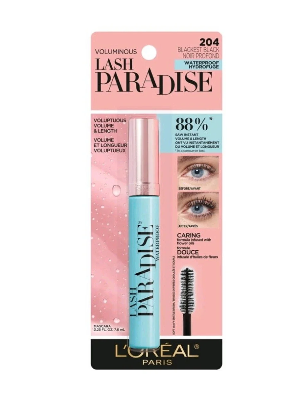 🐢2/$15 Loreal Paris Voluminous Lash Paradise Waterproof Mascara Blackest Black